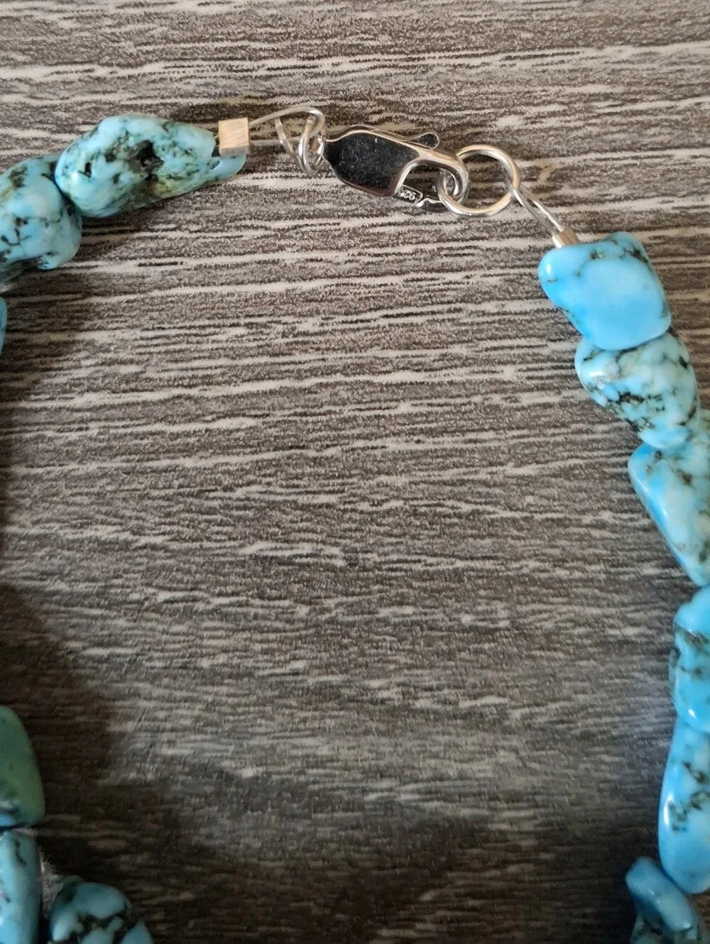 Bracelet Turquoise Pebbles Natural Stone Sterling Silver 7.5